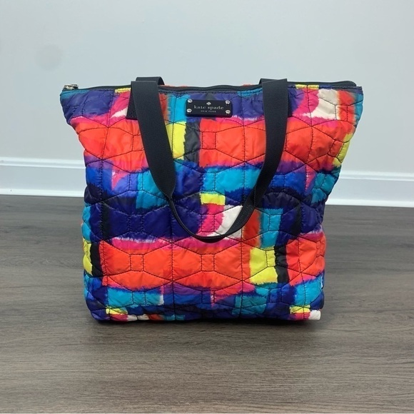 Kate Spade Bon Shopper Signature Spade Quilted Multi Color Tote Bag - Picture 1 of 10